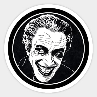 THE MAN WHO LAUGHS (Circle Black and White) Sticker